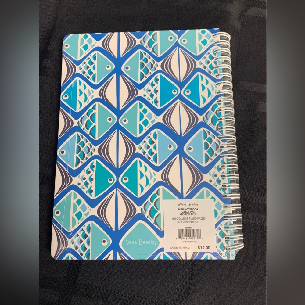 Vera Bradley Go Fish Blue Mini Notebook - Picture 2 of 3